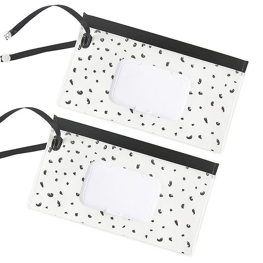 2 Pack Reusable Wipes Pouch Portable Wipes Dispenser Refillable Wet Wipe Container Lightweight Travel Wet Wipe Case Holder for Diaper Bag
