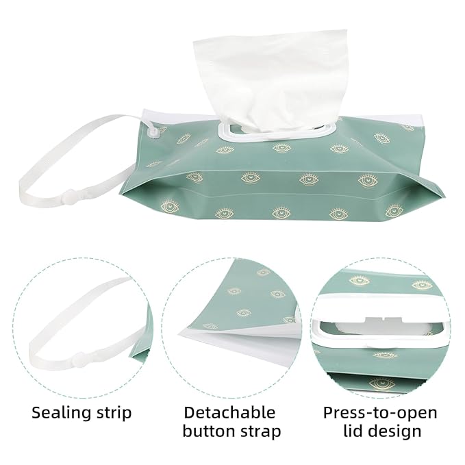 4 Pack Baby Wipe Dispenser, Reusable Portable Wipe Holder, Refillable Wet Wipes Container, Waterproof & Dustproof Wipe Case for Diaper, Travel, Outdoor Outing & Camping