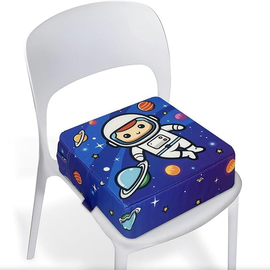 Toddler Booster Seat for Dining Table, Portable Booster Seat for Kitchen Chair, 4 Inch High-Density Foam Cushion with Adjustable Safety Straps and Non-Slip Bottom, Perfect for Kids Travel and Daily