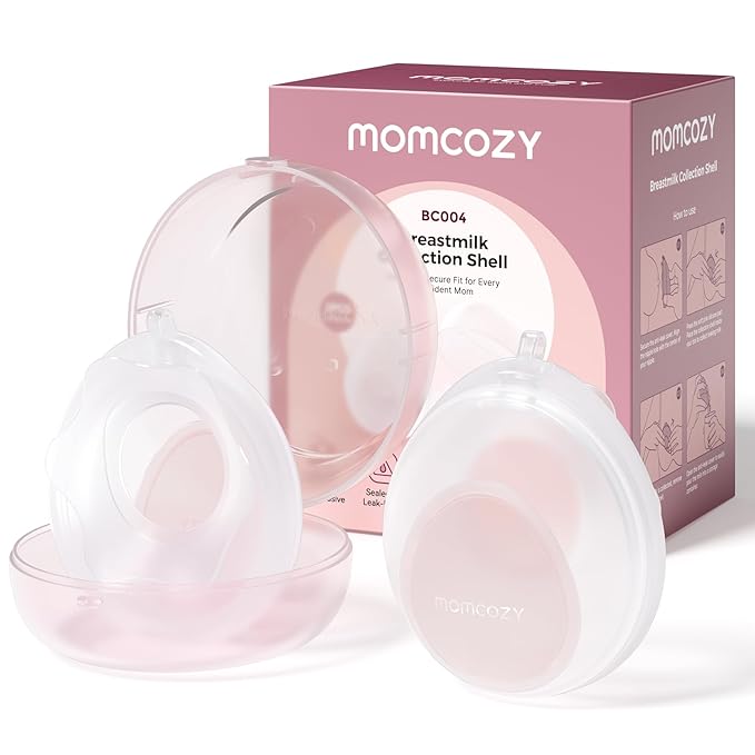 Momcozy Breast Milk Collector Collection Shell, Petal Soft Silicone Flange, Milk Collectors for Breastfeeding, Slim Waterdrop-Shaped Discreet Comfort with Storage Case (1oz/30ml, 2PCS)