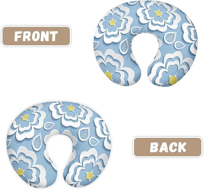 Nursing Pillow Cover Stretchy，Breastfeeding Pillow Slipcover for Baby Boys & Girls,Nursing Pillow Case for Newborn，Soft Fabric Fits Snug On Infant, Washable & Breathable,White Flower Leaf
