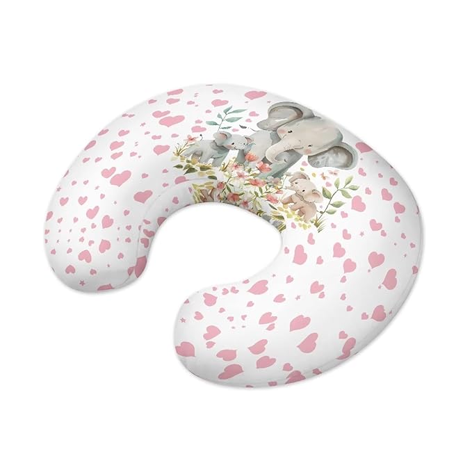 Elephants Newborn Nursing Pillow Cover with Hidden Zipper Soft Comfortable Easy to Use Breast and Bottle Feeding Support Pillow Cover for Boys Girls New Parents