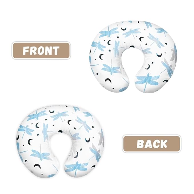 Blue Dragonfly and Moon Nursing Pillow Cover Stretchy Removable Nursing Covers for Breastfeeding Pillows Ultra Soft Newborn Feeding Pillow Cover Baby Essentials