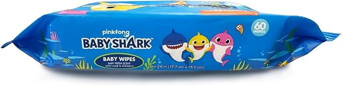 Baby Shark 60ct Baby Wipes with Aloe & Vitamin E - 24 pack