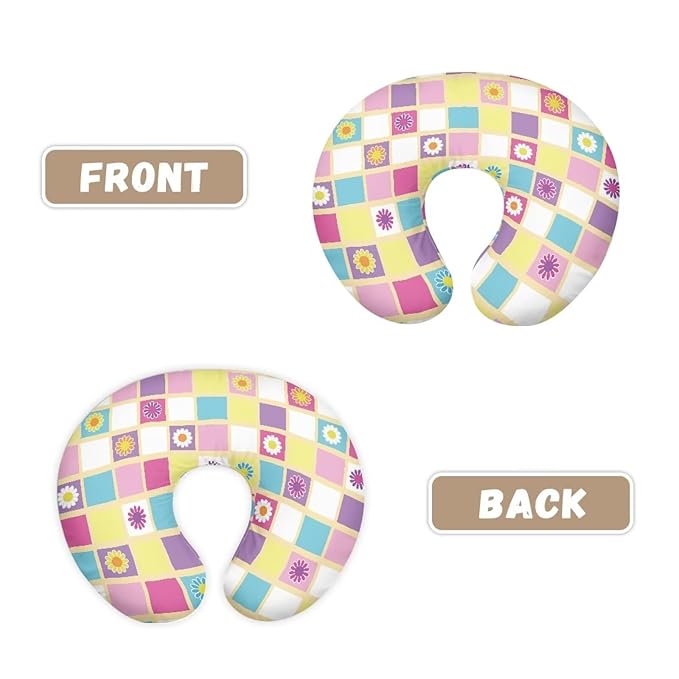 Nursing Pillow Cover Daisy and Plaid Quick-Dry Fabric Fit The Original Support Pillow for Breastfeeding and Bottle Feeding Stretchy Nursing Pillow Cover
