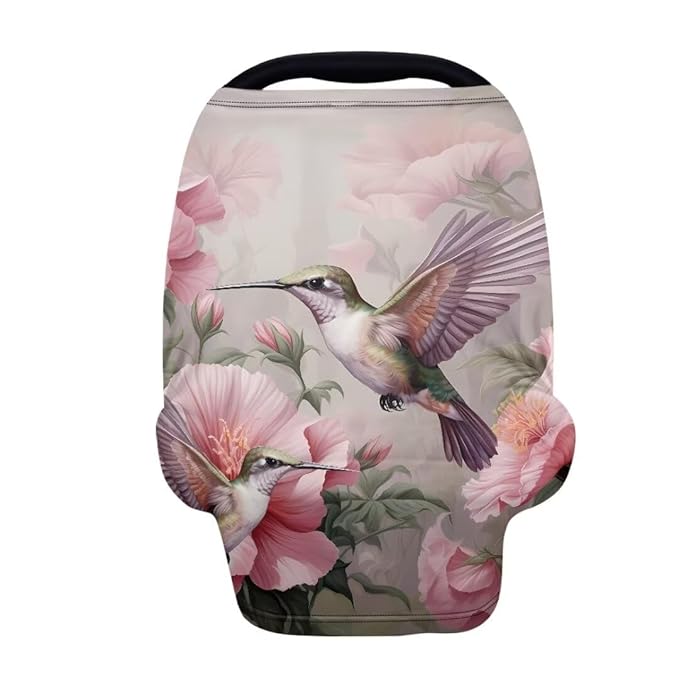 Coldinair Hummingbird Multifunctional Nursing Cover Multi Use Cover for Baby Floral Car Seat Canopy Shopping Cart Cover,Stroller Cover