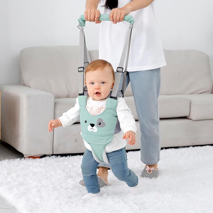 Baby Walking Harness, Handheld Kids Walker Helper, New Upgrade Breathable and Adjustable Toddler Infant Walker Harness Assistant Belt with Instructions for 7-24 Month (Green)