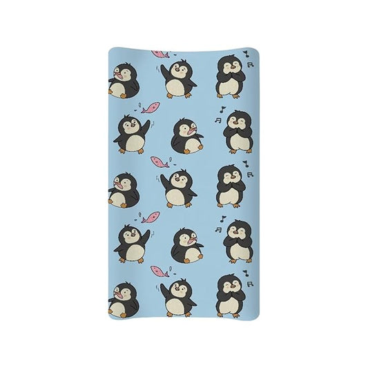 ZDCUSTOM Penguin Pattern Changing Pad Cover for Baby Girls Boys Changing Pad Cover for Baby Girls Boys Stretchy Changing Pad Covers Soft & Breathable