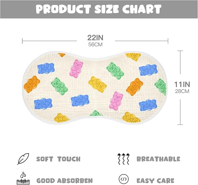 vvfelixl Baby Burp Cloths Colorful Gummy Bears Baby Newborn Cotton Burping Cloths Set Baby Washcloths 4 Pack