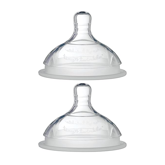 Tiny Twinkle Silicone Baby Bottle Nipples - Bisphenol A-Free, Phthalate-Free Baby Bottle-Feeding Supplies, Soft, Easy to Latch Nipples for Baby Bottles, 2 Pack, Fast Flow (6-9 Months)