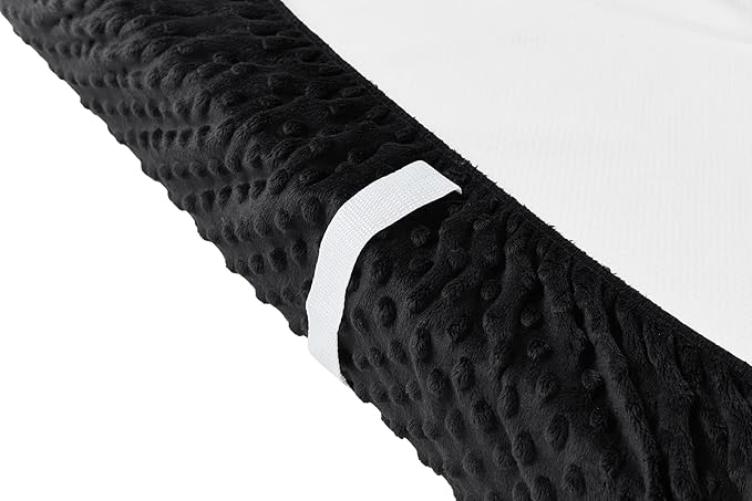 Solid Changing Table Pad Cover Cradle Sheet, Fits 32"/34''x16 Contoured Diaper Changing Pad, Ultra Soft Cozy Dots Plush Changing Table Covers, Breathable Wipeable Removable (Black)