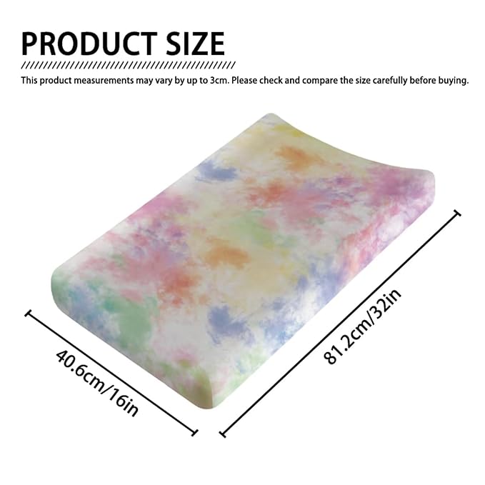 Stretchy Diaper Changing Table Cover, Snug and Soft Change Table Pad Covers Fit 16 * 32 Inches, Tie Dye