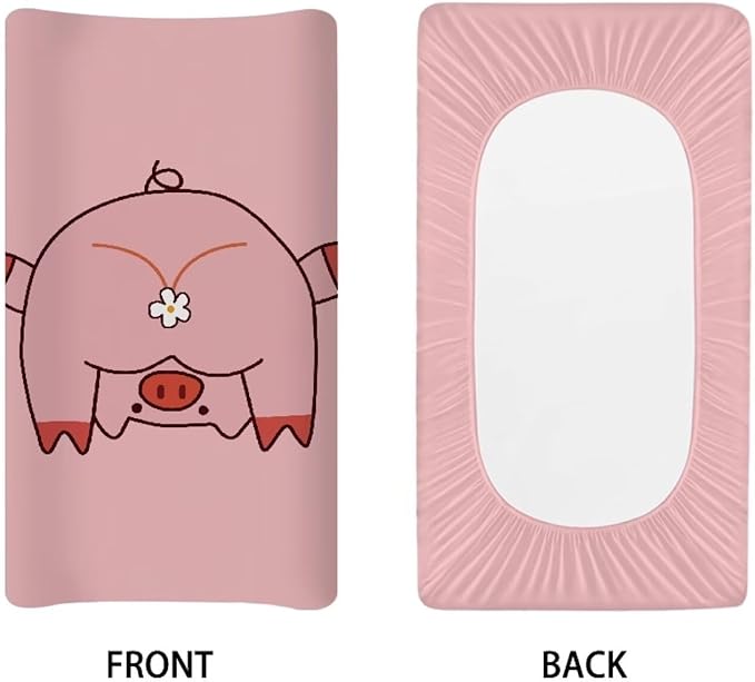 Pig Changing Pad Cover for Baby Stretchy Changing Table Cover Breathable Diaper Changing Mat Cover Fit 32"x16" Contoured Pad