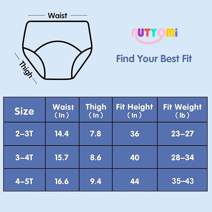 Baby Cotton Training Pants 6 Packs Toilet Training Underpants Absorbent Toddler Potty Training Underwear 2T-5T