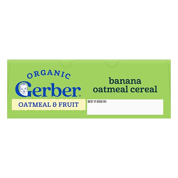 GERBER ORGANIC FOR BABY GRAIN AND GROW Toddler Oatmeal Banana Cereal 5x8oz
