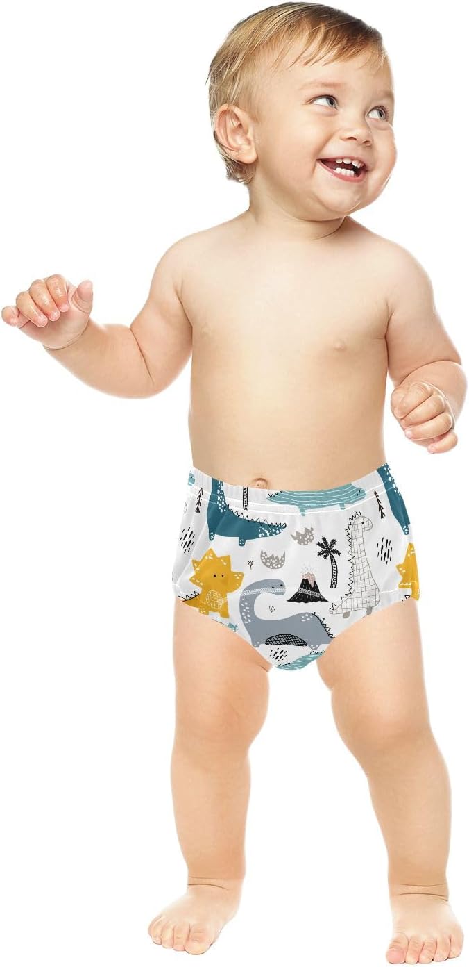 Bolaz Toddler Training Pants, Hand Drawn Dinosaur Cotton Potty Training Underwear for Baby Boy Girl 3-Pack