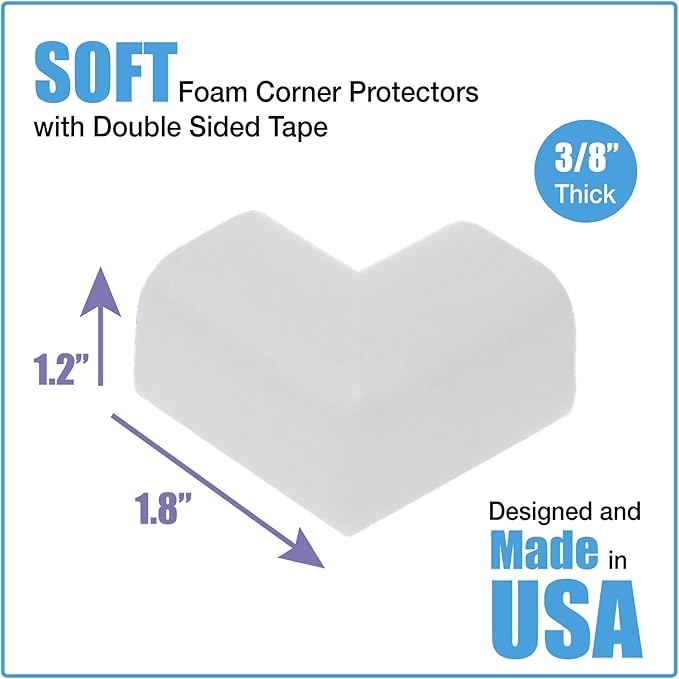 KidKusion Child Safety Corner Cushion | Off White | 12 Pack | Made in USA, Child Safety, Child Proofing Corner Guard, Home Furniture Safety Bumper, Baby Proof Table Protector