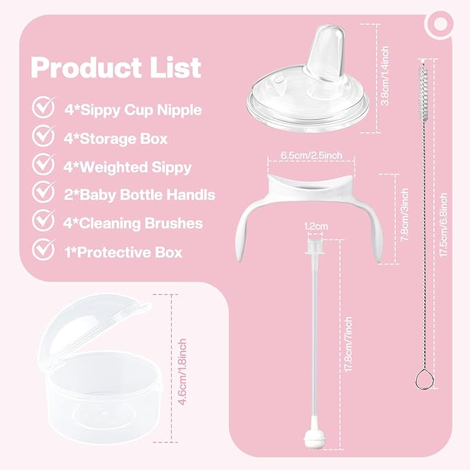 Sippy Cup Conversion Kit for Philips Avent Anti-Colic Baby Bottles, Weighted Sippy Cup Transition Kit with Handles for Kids, [Variable Flow] [Spill-Proof] [BPA-Free], 6m+