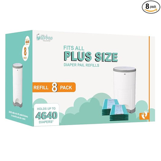 USBOO Refills Compatible with Dekor Plus Diaper Pail,8 Pack Disposable Diaper Pail Refills, Reinforced Thickness Diaper Trash Bags, Holds up to 4640 Diapers,Tropical Fruit