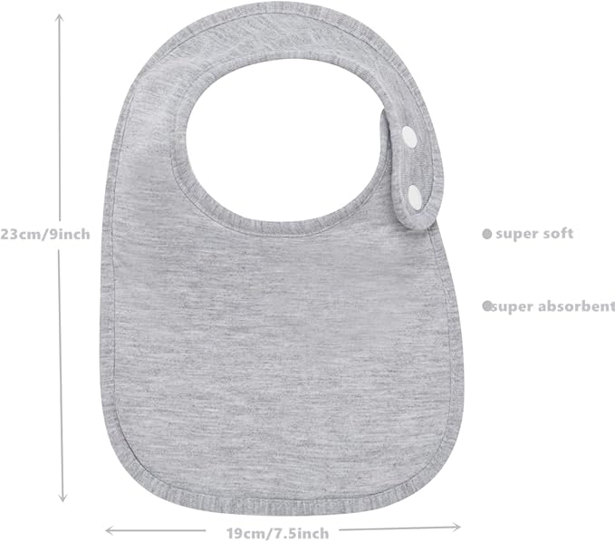 8 Pack Baby Bibs Unisex Adjustable with Snaps Ultra Soft Absorbent Drooling Teething for Boys and Girls
