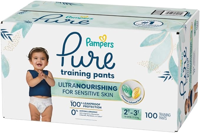 Pampers Pure Protection Training Underwear, Unisex, Size 2T3T, 100 Count, Premium, Hypoallergenic, Soft, Absorbent