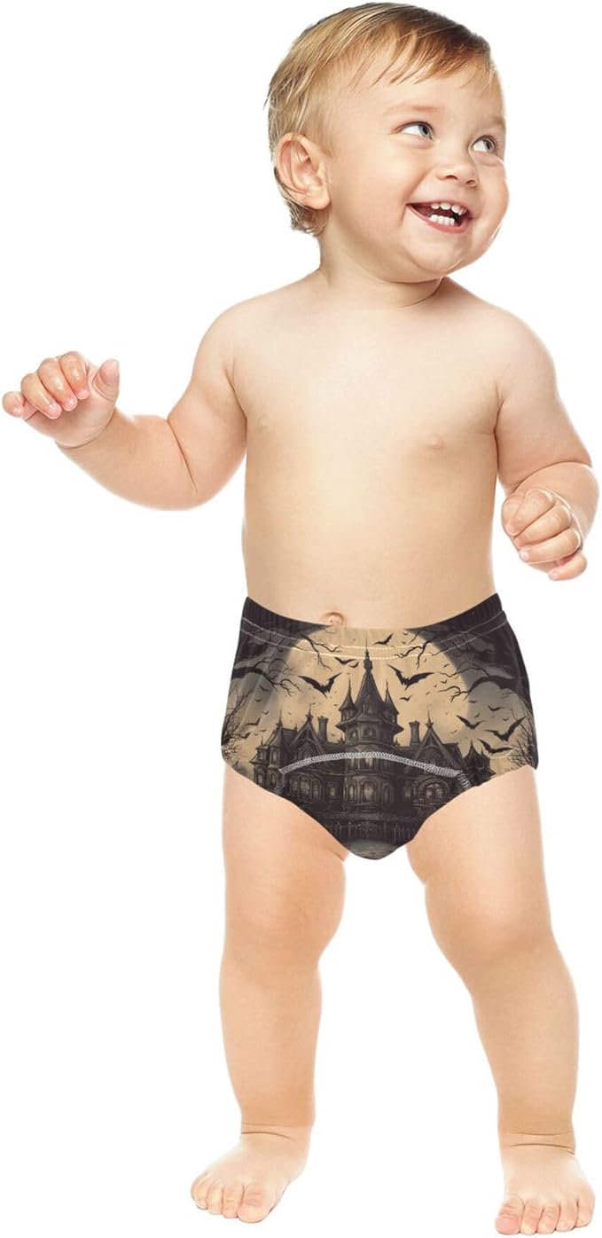 Little Boys Potty Training Toilet Pants Absorb Water Sleep Underwear for Toddler 2T Old Haunted Mansion Surrounded by Bats