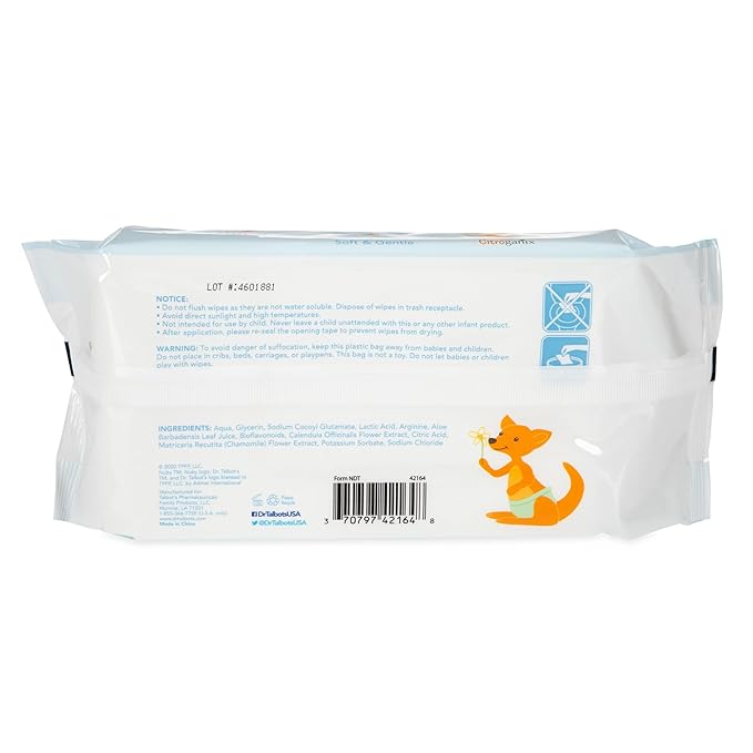 Nuby Soothing Baby Wipes Naturally Inspired with Chamomile Aloe and Citroganix (Fragrance Free/Extra Thick), Unscented, 64 Count (Pack of 2)