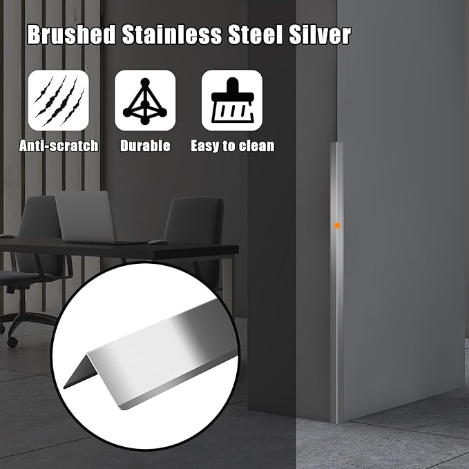 Stainless Steel Wall Corner Guard 2 x 2 x 48 inch 10 Pcs, Metal Wall Corner Protection Guards with 90-Degree Angle for Wall Protection and Decoration.