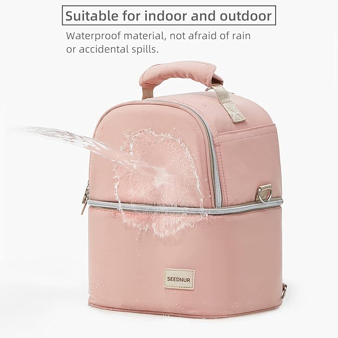 Breastmilk Cooler Bag with Ice Pack, Breast Milk Cooler Fits Up 10 Baby Bottle with Double Layer, Portable Breast Pump Cooler Travel Bag for Daycare and Nursing Moms