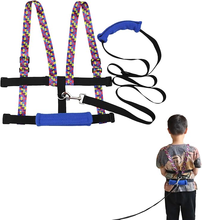 pinklilycare Walking Harness for Older Children with Quick Grab Handle and Adjustable Tether for Autism Special Needs ADHD Safety Teens Harness Autism Awareness Straps