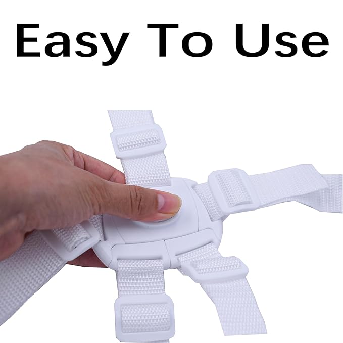 Universal White 5 Point Harness Strap, Adjustable Harness Belt, Safety Harness Seat Belt for High Chair/Pushchair/Stroller, Full Protection Child Kid Harness Belt