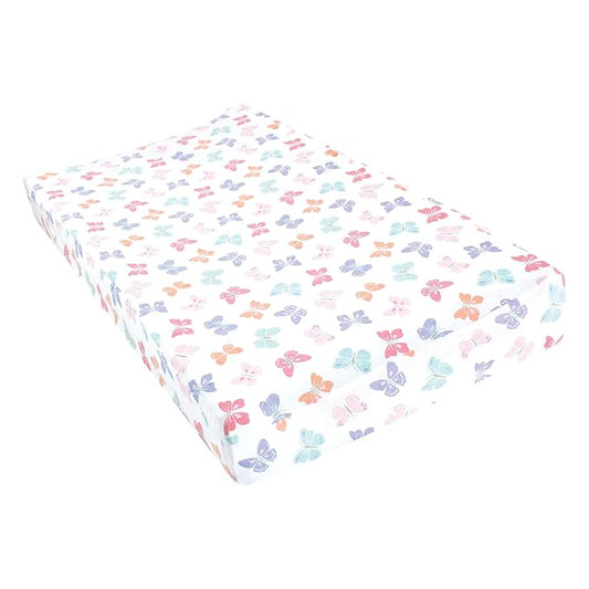 Hudson Baby Unisex Baby Cotton Changing Pad Cover, Pastel Butterfly, One Size