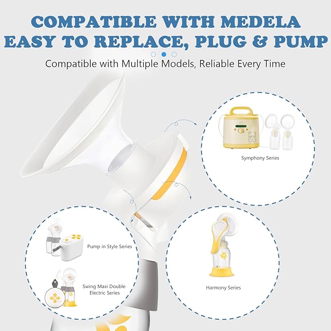 17mm Oval Pump Flanges Compatible with Medela Breast Pump, Replacement Parts Compatible with Pump in Style, Symphony, Swing Maxi Harmony and Personalfit Flex