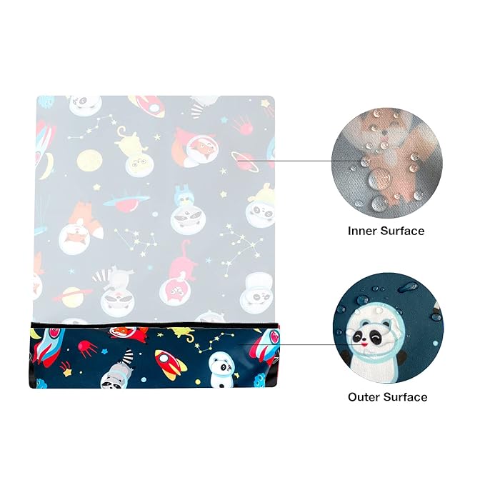 FLOCK THREE Washable and Reusable Wet Bag Diaper Bag Water Resistant Swimming Bag Travel Toiletries Pouch Cute Animal Zippered 12.6'' x 16.5''