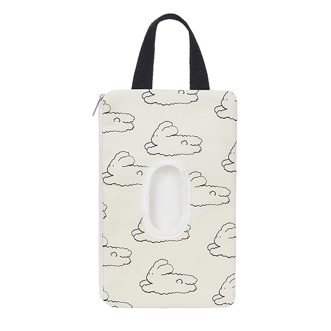 Quilted Baby Wipe Holder Floral Diaper Pouch Portable Quilted Wipes Bag for Car, Stroller (Rabbit)