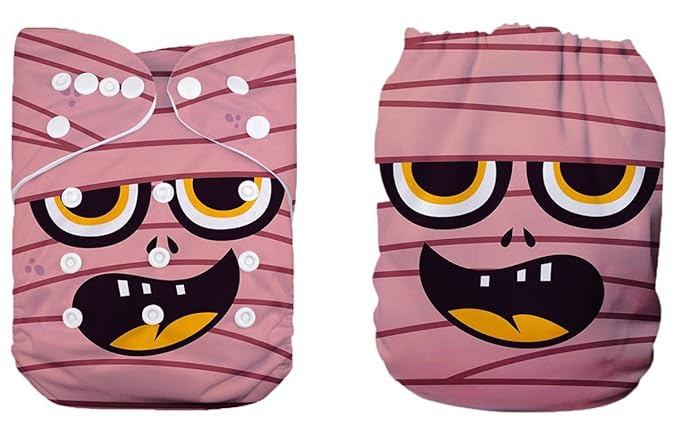 Pocket Cloth Diaper Nappy Reusable Washable Halloween Holiday Gift (Mummy)