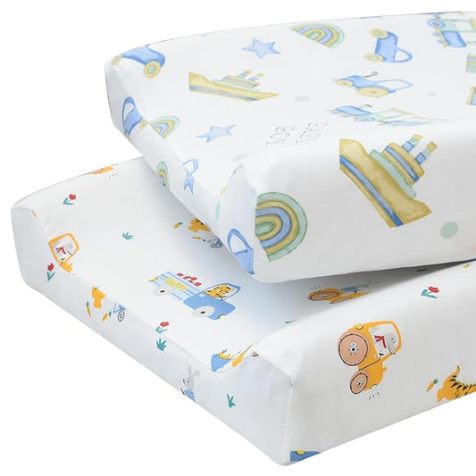Owlowla Changing Pad Cover,Ultra Soft Cotton Changing Table Covers,Breathable&Durable Nursery Diaper Changing Pad Sheets for Baby Boys Girls(Baby Boy&Dino)