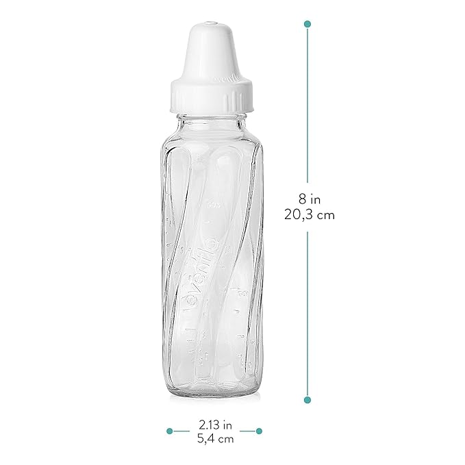 Evenflo Feeding Classic Glass Bottle, Twist Bottles, 8 Oz, 6 Bottles