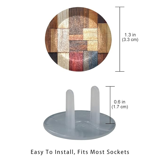 Baby Safety Outlet Plug Electrical Socket Covers, Wooden (3)