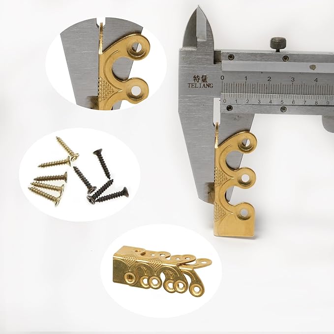 4 Pcs Solid Brass Baseboard Corner Protectors, Vintage Metal Skirting Board Corner Protectors, Table Corner Edge Cover Safety Bracket with Screws. (Brass)