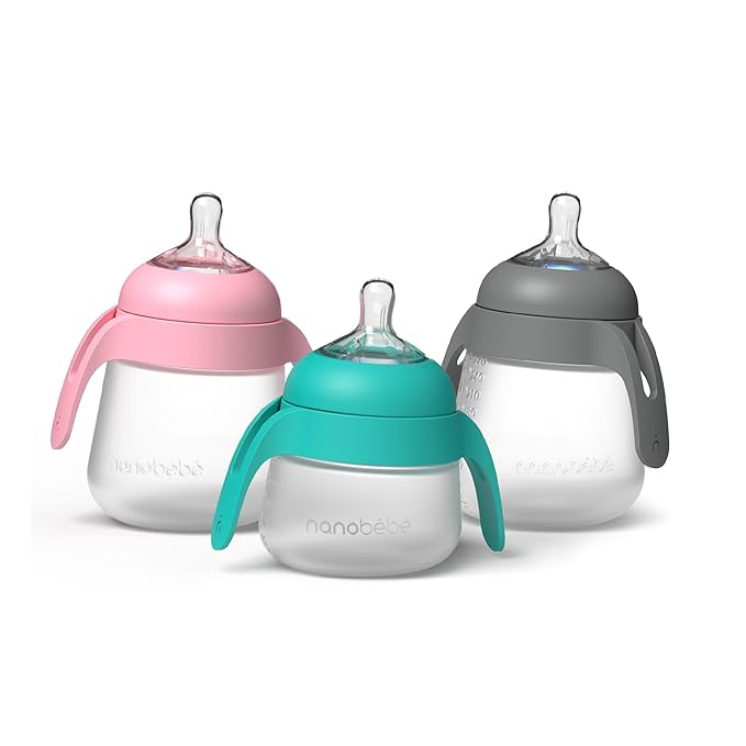 Nanobebe Flexy Bottle Handles, Easy-Grip Ergonomic Handles, Transitional Sippy Cup Handles 2-Pack, Sage