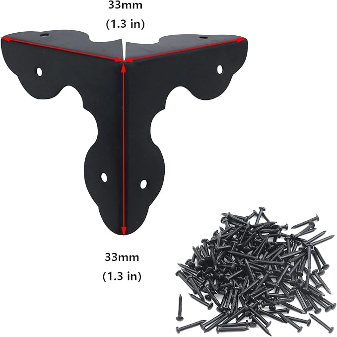 Antrader 24Pcs Case Box Corners Triangle Metal Cabinet Corner Protector Edge Safety Guard for Furniture Decor 1-1/4" x 1-1/4", Black
