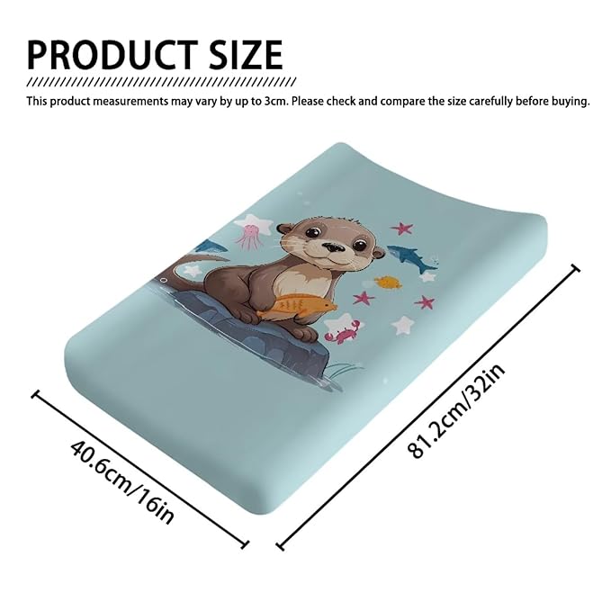 ZDCUSTOM Sea Otter Printing Changing Pad Cover Change Table Cover Sheets, Baby Changing Pad Covers, Changing Mat Cover Infant Newborn Changing Table Sheet