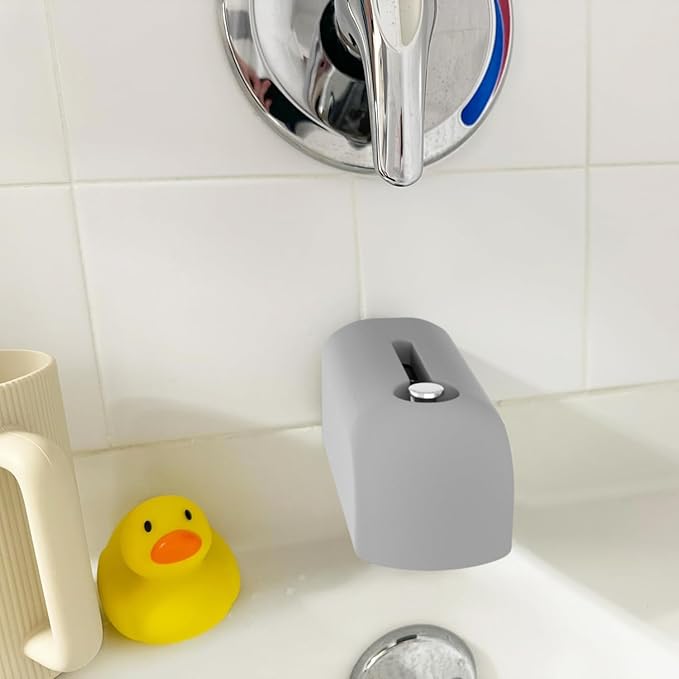 Bathtub Faucet Cover, Soft Silicone Bath Faucet Cover for Kids, Bath Spout Cover for Tub, Faucet Covers for Bathtub Safety, Toddler Bath Tub Water Spout Cover, Universal Fit (Grey)
