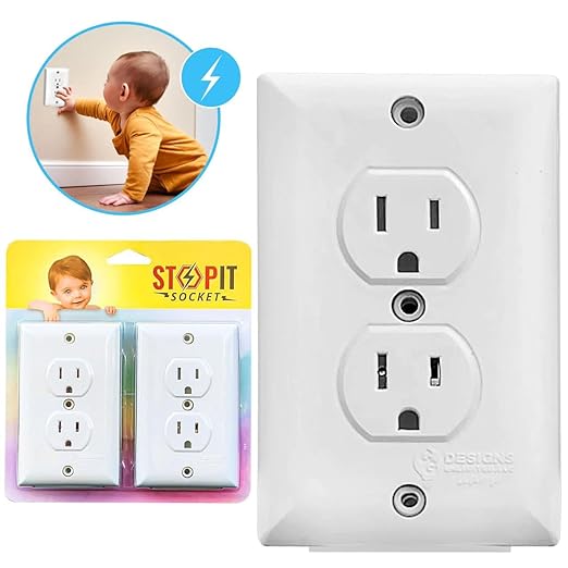Child Safety Outlet Cover- Baby Proof Electrical Socket Protector for Kids - Smart Outlet Protector with Alarm & Vibration - Alert Parents Instantly - Stop it Socket (2 Pack)