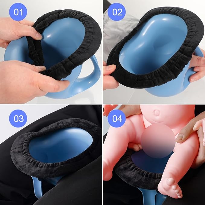 Baby Potty Newborn Infant Potty Training Elimination Communication Diaper Free Baby Toilet Seat with 2PCS Soft Fleece Cozy and Anti Slip Pads