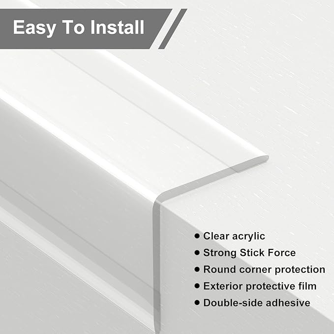 Wall Corner Protector, 2PCS Clear Self-Adhesive Corner Guards, Edge Protector for Baby, Furniture, Door, Tables, Easy to Install (35.4inx1.18in/90cmx3cm)