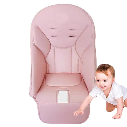 Baby High Chair Cover Replacement | PU Leather Dining Chair Cover with Soft Cushion Seat, Easy to Install High Chair Covers for Baby and Toddler, High Chair Cover Replacement (Pink)