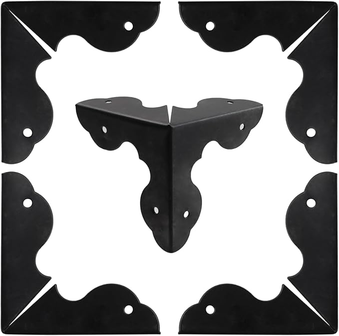 T Tulead 40PCS Metal Corner Protector Decorative Corner Hadrware Wood Corner Guards Black Edge Guard 1.3" with Mounting Screws