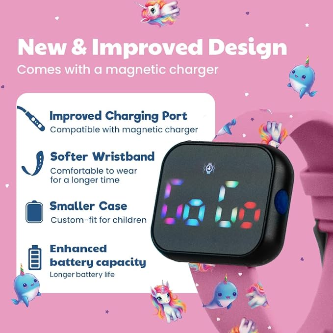 Potty Training Watch for Kids V2 – A Water Resistant Toilet Reminder Device for Boys & Girls to Train Your Toddler with Fun/Musical & Vibration Interval Reminder with Potty Training eBook (Unicorns)